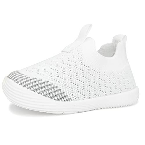 Isusujo Baby Shoes Boy Girl Walking Slip On Sneakers Infant First Walker Shoes 6 9 12 18 24 Months White Size 12-18 Months Infant #TOP2