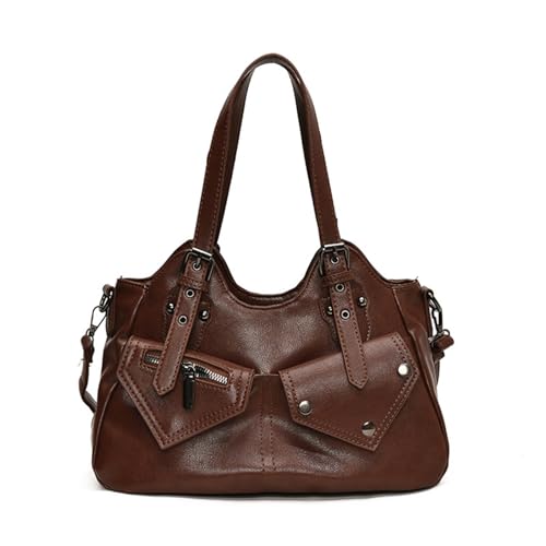 Bolso Tote Vintage Para Mujer, Bolso De Hombro Holgado De Piel SintéTica, City Bag Sencillo Y MagníFico, Gran Bolsos Para Ocio, Trabajo Y Compras(Brown)