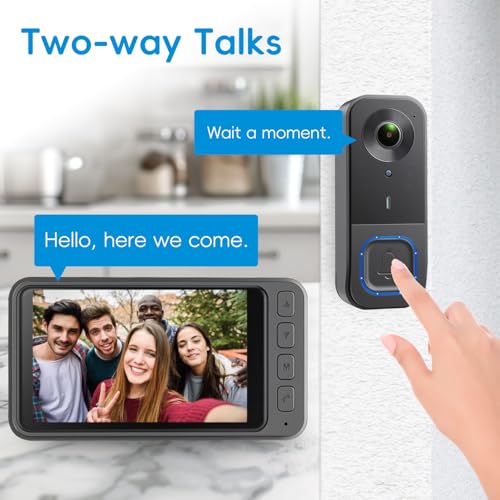Taishixing 4.3" Wireless Video Doorbell With Hd Screen - Plug & Play, No Wifi Needed. 1080P, 170° View, 2-Way Talk, Night Vision, IP68 Waterproof, No Subscription. - 2