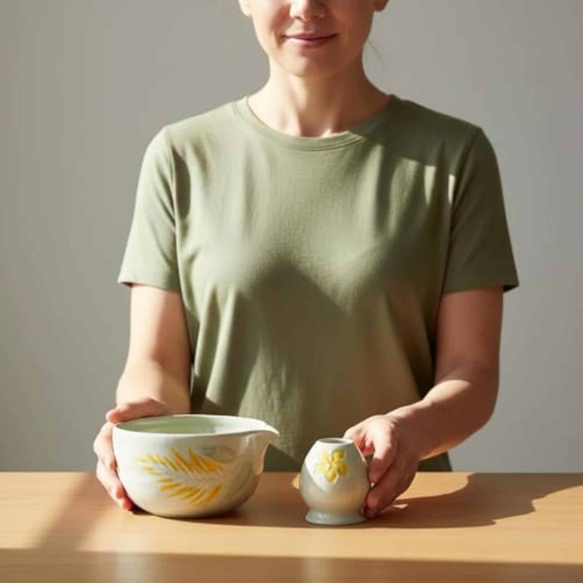 Kiln-Fired Glaze Matcha Bowl and Whisk Set