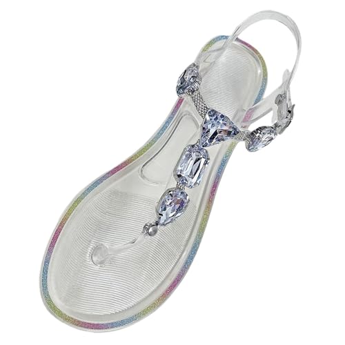 Ladies Ladies Summer Rhinestone Crystal Jelly Toe Beach Big Size Flat Transparent ls ls Women4