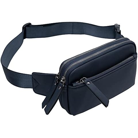 Fanny Pack for Women Men Fashion Small Waist Bag Belt Bag with Adjustable Strap for Travel Hiking Running, Dark Blue, One Size Cover