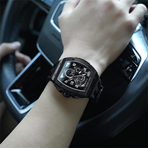 Image of Tsar Bomba Mens Watches Quartz Wristwatch for Men Waterproof 50M Analog Luxury Tonneau Chronograph Calendar Date Men's Dress Business Work Watch Gift for Men