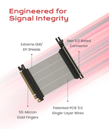 Image of LINKUP PCIE 5.0 Riser Cable | for Vertical GPU Mount | Right Angle | Graphics Card GPU Ready | Usable with PCIe 4.0 & RX9070 / RTX5090 | 10cm (Total Length: 14cm)