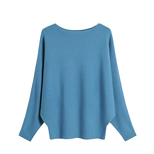 Image of EDSTAR Women Dolman Batwing Sleeves Knitted Sweaters Winter Boat Neck Pullovers Tops