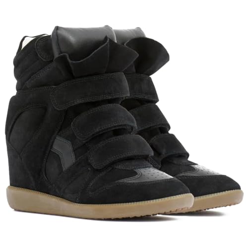 Image of Wedge Sneakers for Women, High Top Platform Suede with Hidden Wedge & Triple Strappy Band