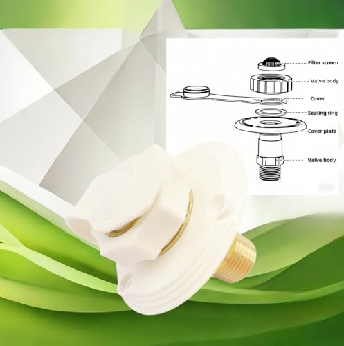 Image of RV City Water Inlet with Brass Check Valve, Fresh Water Fill Flange for Camper Hookup, Durable RV Water Replacement Connection Fittings, White