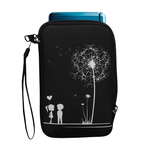 Image of kwmobile Carrying Case Compatible with Nintendo 3DS XL - Console Pouch with Zipper and Design - Dandelion Love White /Black