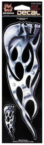 Lethal Threat YSLT00493 Tri Chrome Skull Right Decal for All Bikes
