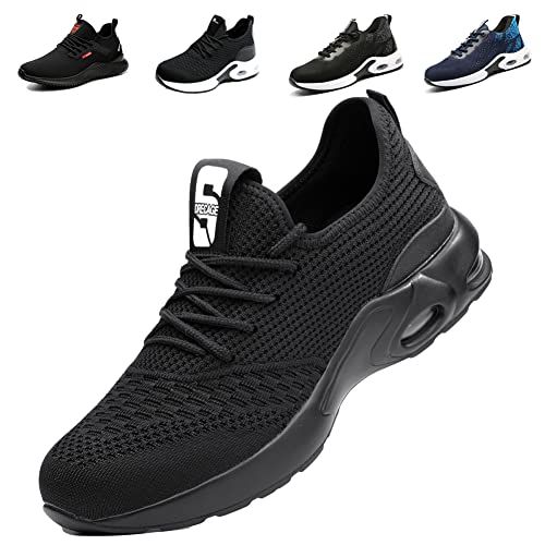 Fadezar Chaussure de Securité Homme Femme Legere Baskets Securite Chaussure de Travail Vec Embout de Protection en Acier Chaussure de Chantier 08 Pure Noir 37