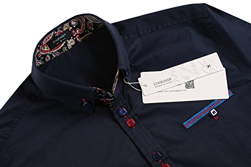 Coofandy Men's Fashion Slim Fit Dress Shirt Casual Exotic Shirt, Dark Blue, S steampunk buy now online