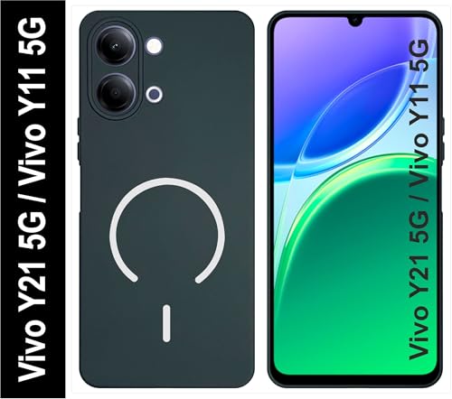 Image of SBMS Silicone Back Cover Case for Vivo Y21 5G / Vivo Y11 5G | Soft Micro-Fibre Lining Inside | Magsafe Print On Back Side Camera Protection Bump | Shockproof Case Vivo Y21 5G 2026 (Green)