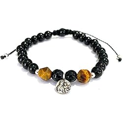 Pulsera Con Medalla Virgen Del Carmen Pulsera de Piedras Naturales con Medalla Virgen del Carmen y Sagrado Corazón.