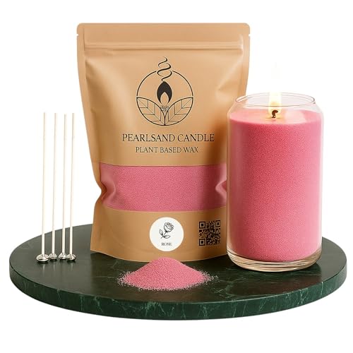 NaDeco Kerzensand mit Duft und Docht, 400g, Kerzen selber machen, Kerzenwachs & Kerzendocht, Duftwachs Aroma Duft Kerze Candle Sand, Pflanzliches Wachs Granulat, DIY Basteln Home Deko Dekoration, Rose