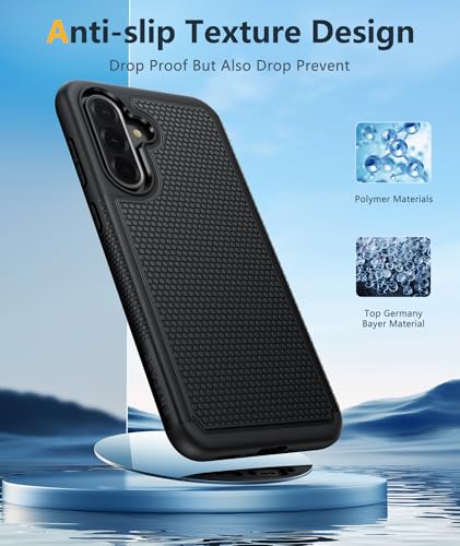 Image of FNTCASE for Galaxy A36-5G Phone Case - A56-5G Military Grade Drop Protection, 14ft Drop Tested, Screen Protector Included, Anti-Slip Matte Textured, TPU+PC Dual Layer Shockproof Cover (Black)