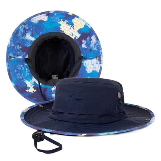 TOP-EX Mens Sun Hat Waterproof Gardening Fishing Bucket Hat UPF 50+ UV Protection Wide Brim Safari Boonie Cap, Sailing Bushcraft Outdoor Cooling Fabric System, Navy & Ocean, XL/XXL (63-66cm)
