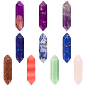 NICKLIN Healing Crystals Set,10pcs Crystal Gifts for Women Gemstones Wand Bulk Chakra,Hexagonal Pointed Palm Crystal Stones,Natural Clear Quartz Crystal Reiki Meditation Energy Balancing Therapy