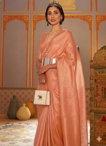 Image of SWORNOF Women's Banarasi silk Saree With Unstitched Blouse Piece