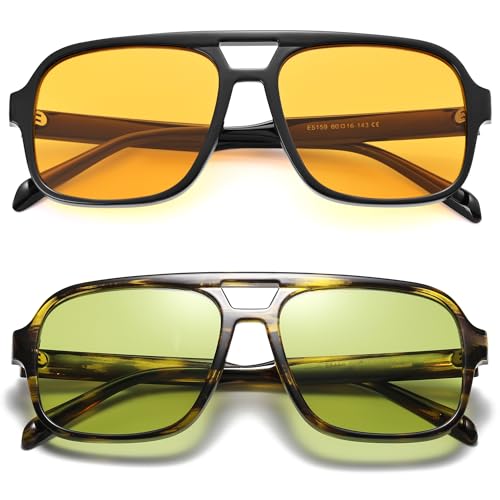 Hycredi Retro Aviator Sunglasses for Women Men, Trendy Square Shades, Vintage Classic Rectangle Sun Glasses4