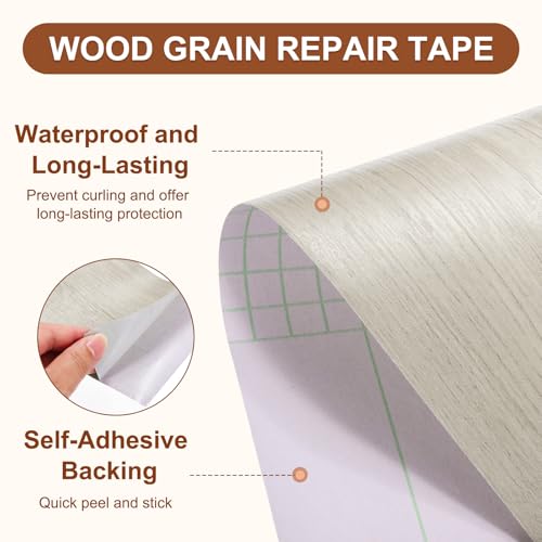 Image of MECCANIXITY Wood Grain Repair Tape, 2 Inch x 33 Feet Self Adhesive Wood Grain Tape Multi-Purpose Wallpaper Border Trim for Furniture Floors Windows Doors Tables Home DIY Projects, Brown