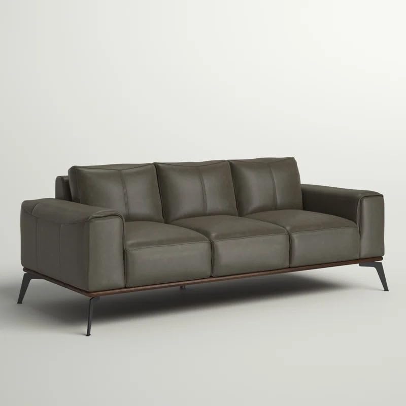 Image of LEGACY OF COMFORT Conley 86'' Leather 3 Seater Sofa Three Seater Lounger for Living Room Offices Hotels (Green, Three Seater)
