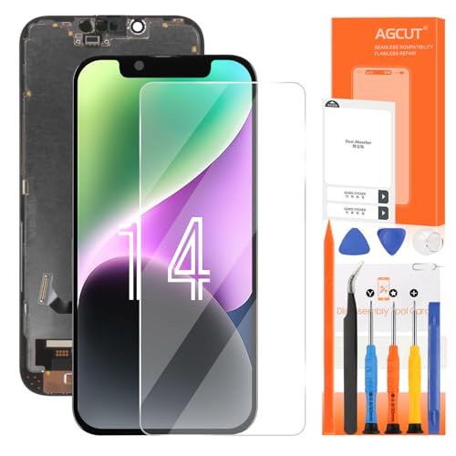 AGCUT LCD Display for iPhone 14 LCD Screen Replacement for iPhone 14 A2882 A2649 A2881 A2884 A2883 6.1 inch Replacement Screen 3D Touch Digitizer Assembly with Repair Tools Black