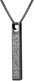 SHOWDAY Islamic Bar Pendant Necklace For Men Women Stainless Steel Box Chain Pendant Large Hip Hop Blade Pendant Necklace Muslim Allah Necklace Unisex Muslim