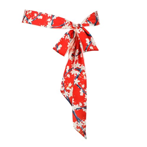 WaJuemy Wide Belts for Women Dresses Elegant Floral Prom Sash Belts Evening Wedding Bridal Double Side Waist Belt Wraps(22 Red Flower64)