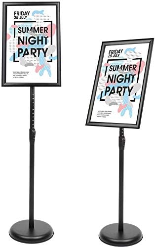 A4 Poster Stand Floor Standing Sign Holder Snap Frame Adjustable Aluminum Sign Stand, Menu Display Notice Stand for Wedding/Business Activities DisplayBlack (Black, A4)