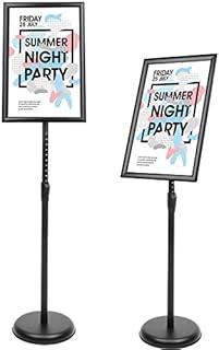 A4 Poster Stand Floor Standing Sign Holder Snap Frame Adjustable Aluminum Sign Stand, Menu Display Notice Stand for Wedding/Business Activities DisplayBlack (Black, A4)