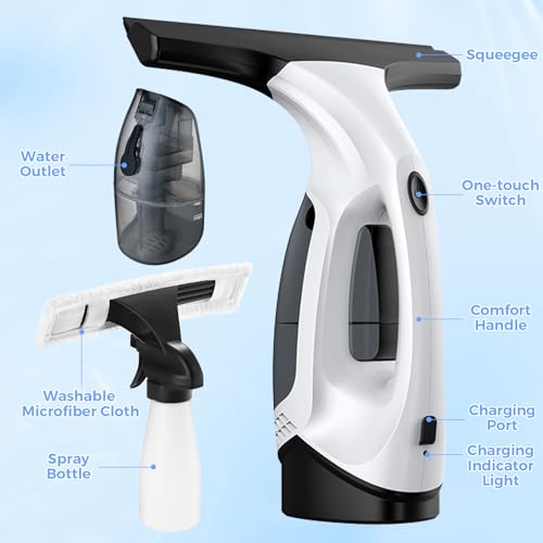 Cordless Window Vacuum Cleaner, Window Cleaner Squeegee Tool Set, Electric Windown Spray Cleaning Tool with 10 inch Squeegee Blade for Showers,Mirrors,Glass,Countertops,and Tiles, 2200mAh - Image 7