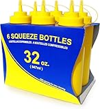 New Star 26610 Wide Mouth Plastic Squeeze Bottles, 32-Ounce, Yellow, Set of 6