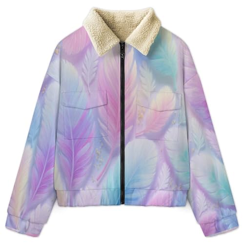 Illustration mignonne de plumes bohèmes sur veste polaire rose-violet