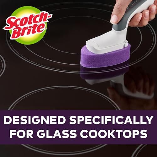 Image of Scotch-Brite (950-CT-W) Glass Cooktop Refill Pads, Cleans with Just Water, Tackle Burnt-On Messes, 1 Wand and 2 Replacement Heads