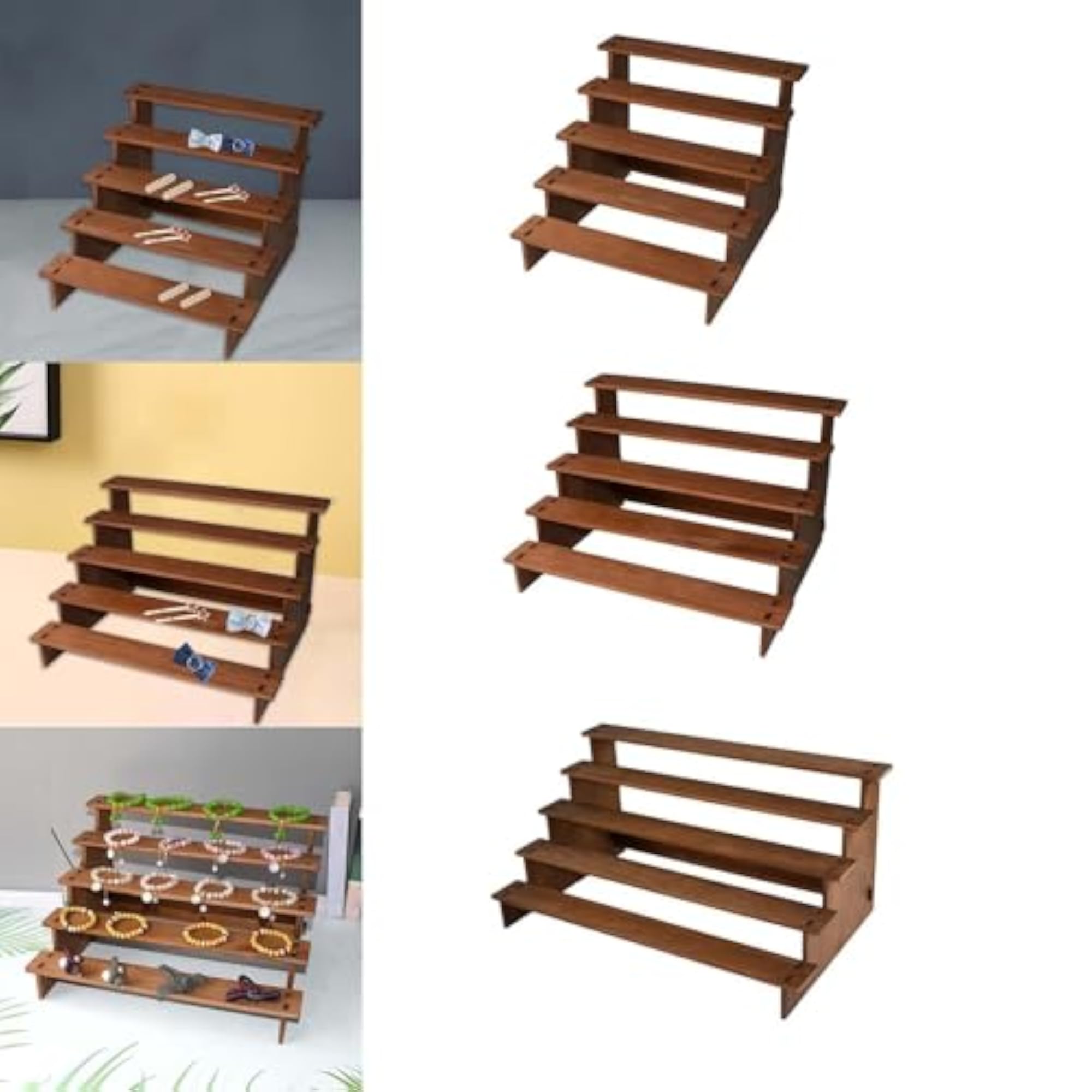 Wood Countertop Display Riser Stand 5 Steps Spice Rack