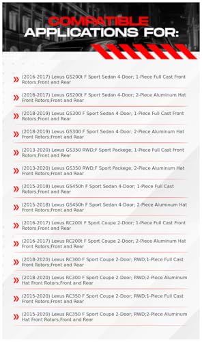Image of R1 Concepts Front and Rear Brake Kit Fits 2016-2017 Lexus GS200t, RC200t | 2018-2019 Lexus GS300; 2013-2020 Lexus GS350| Ceramic Brake Pads and Drilled Slotted Carbon Brake Rotors