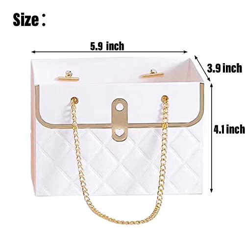 NADUSEP 6pcs Flower Paper Gift Box, Bouquet Storage Bucket Florist Handbag with Metal Chain Gift Case, Flower Boxes for Arrangements Wedding Valentine\'s Mother\'s Day Birthday