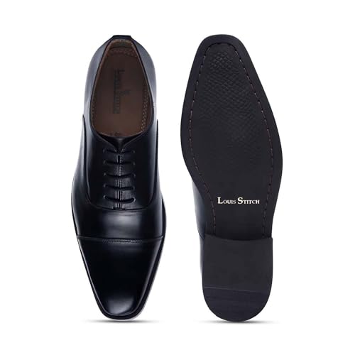Image of LOUIS STITCH Men's Italian Leather Oxford Formal Shoes Handmade Lace Up Shoes for Men Officewear (LSEUOX)