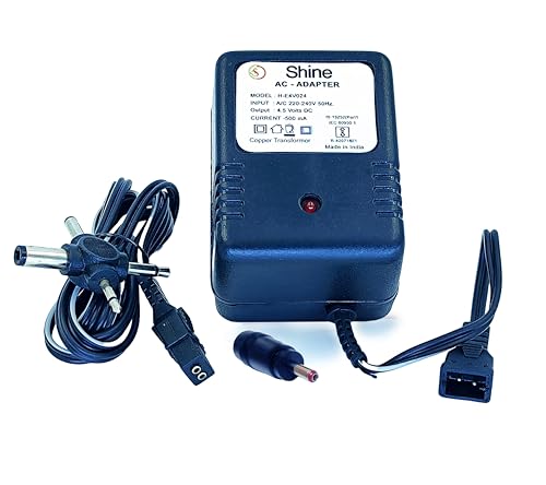 Shine Multi pin 4.5v Volt Dc Adapter Charger Power Supply [Compo of 2.0mm pin] Input 220-240v/Output 4.5volt -500 mA Compatible for Britelite Torch Light Rechargable Battery Toys Portable Radio Etc (B0D5BW9Z9R) Amazon Price History, Amazon Price Tracker