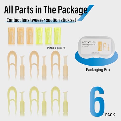 image for Dhoptical 6-Pack Contact Lens Removal Tool Set, Tweezers & Suction Sti