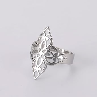 kkjoy Anello Yoga Fiore di Loto in Acciaio Inox Anello di Loto