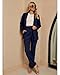 luvamia 2 Piece Outfits for Women Dressy Blazer Jackets High Waisted Straight Leg Pants Suits Set Business Casual Office Women's Blazers & Suit Jackets for Women Fashion Navy Blue Size 20 Size 22