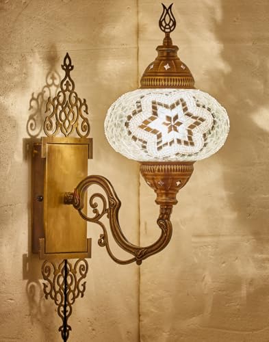 DEMMEX (10 colori) Lampada da parete in mosaico turco marocchino in stile Tiffany, applique da parete, fatta a mano