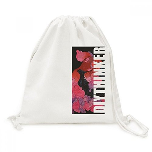 Sac à dos cordon en toile motif cyprinoid violet rose grand confort