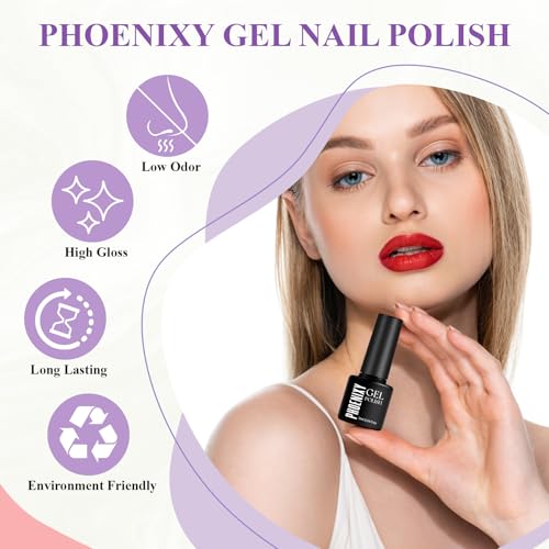 Phoenixy Gel Nail Polish Set, 72 Effects Gel Nail Kit with 36W U V Nail Lamp Glossy Matte Glitter Top Coat - Image 3