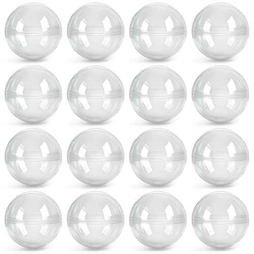 Image of Entervending Empty Clear-Colored Round Capsules 2 inch 25 pcs Bulk 7 Colors Capsule for Toy Gumball Machines Plastic Containers Surprise for Kids Party