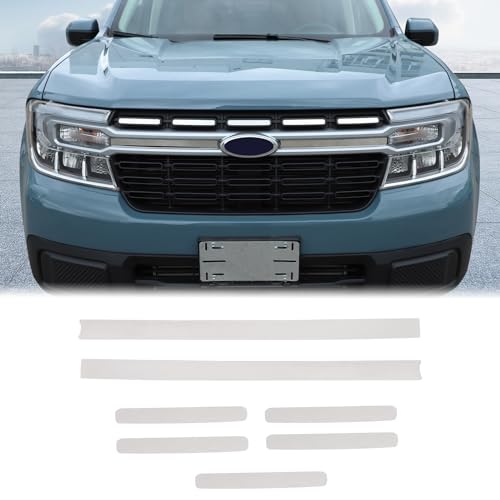 Image of 7Pcs Car Front Bumper Grille Covers Compatible with Ford Maverick 2022 Front Grille Mesh Inserts Trim Cover Front Grill Mesh Inserts Clip-in Grille Guard Car Air Inlet Vent Grille Cover Accessories