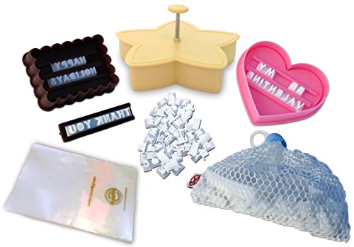 Cookie Imprinter - Customizable Alphabet Cookie Cutters Set with Separate Letter Stamp and Treat Bags - Create Personalized Messages