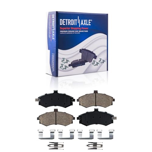 Image of Detroit Axle - 4 Lugs Front Brake Kit for 1999-2001 Hyundai Tiburon | Drilled & Slotted Disc Brake Rotors Ceramic Brake Pads Replacement 10.12'' inch Rotors
