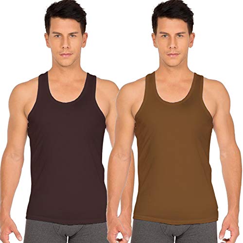 white rose Men's Cotton Vest Sleeveless Combo Pack (Pack of 2) Brown, Gold-picture-39